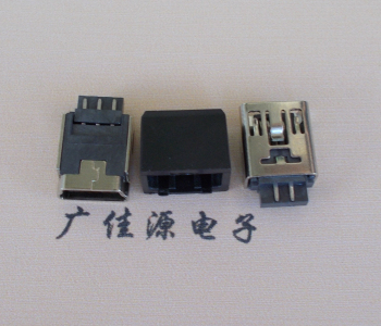 沙溪镇MINI USB 5Pin接口 带护套焊线母座 B型180度铜壳