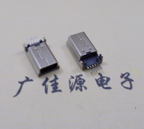沙溪镇MINI USB公头 5pin端子贴板带柱 10.7mm体长