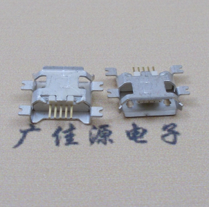 沙溪镇MICRO USB5pin接口 四脚贴片沉板母座 翻边白胶芯