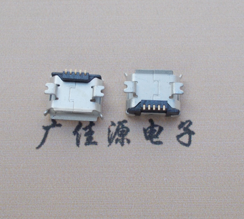 沙溪镇Micro USB 5PIN接口,B型垫高0.9mm鱼叉脚贴片雾锡卷边