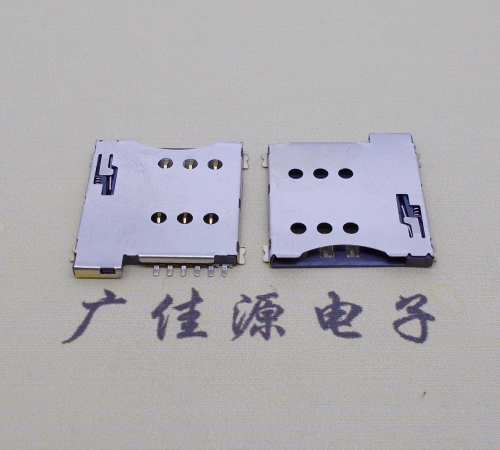 沙溪镇手机自弹卡座 MICRO SIM 1.35H 6P PUSH卡座连接器